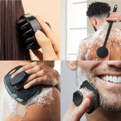 Virelia™ SilkaTouch Set-Set de 4 cepillos exfoliantes de silicona suave para limpieza corporal, masaje delicado y cuidado diario de la piel.