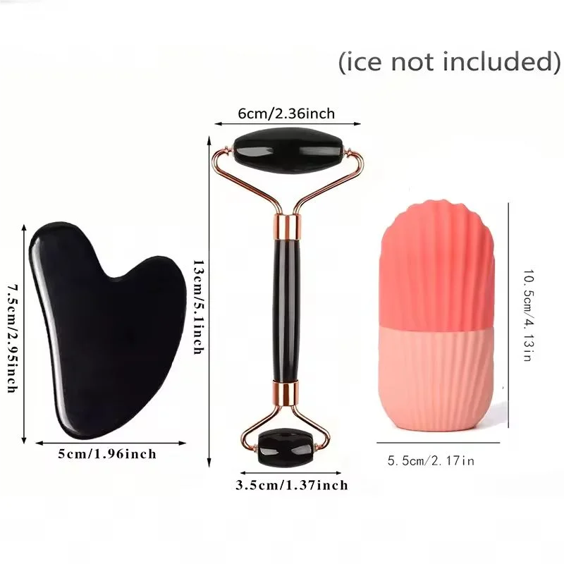 Virelia™ Crystal Sculpt-Set de rodillo facial de hielo y Gua Sha diseñado para reafirmar, esculpir el contorno facial y aportar una sensación de frescura revitalizante.
