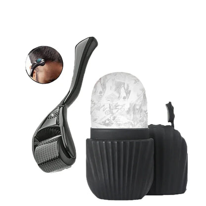 Virelia™ Crystal Sculpt-Set de rodillo facial de hielo y Gua Sha diseñado para reafirmar, esculpir el contorno facial y aportar una sensación de frescura revitalizante.