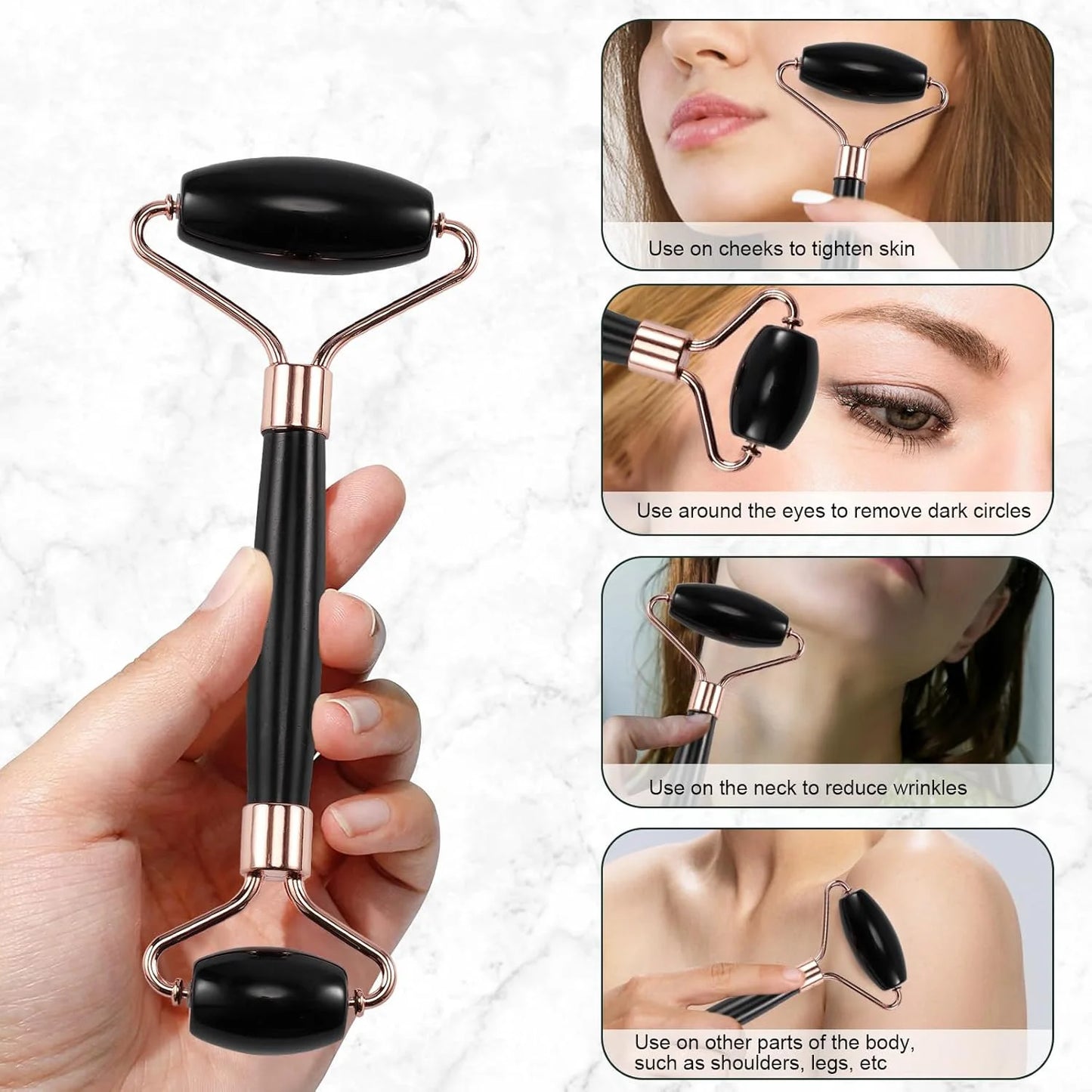 Virelia™ Crystal Sculpt-Set de rodillo facial de hielo y Gua Sha diseñado para reafirmar, esculpir el contorno facial y aportar una sensación de frescura revitalizante.