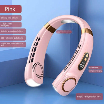 Virelia™ AirFlow Pro-Ventilador de cuello inalámbrico con diseño sin aspas, pantalla digital y batería recargable para una sensación de frescura donde quieras.