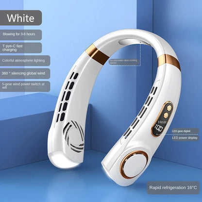 Virelia™ AirFlow Pro-Ventilador de cuello inalámbrico con diseño sin aspas, pantalla digital y batería recargable para una sensación de frescura donde quieras.
