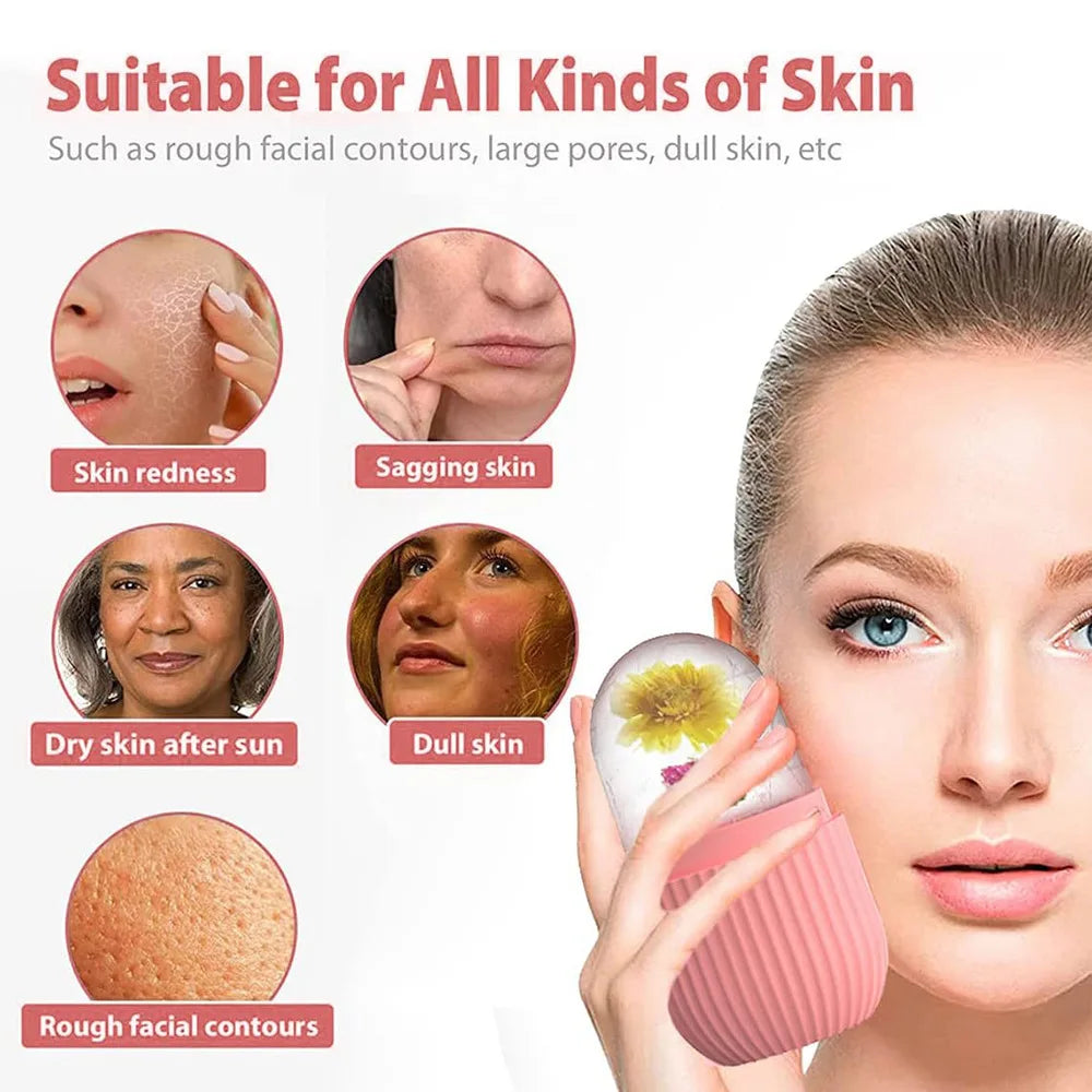 Virelia™ Crystal Sculpt-Set de rodillo facial de hielo y Gua Sha diseñado para reafirmar, esculpir el contorno facial y aportar una sensación de frescura revitalizante.