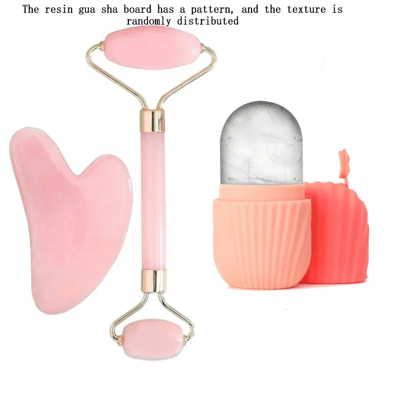 Virelia™ Crystal Sculpt-Set de rodillo facial de hielo y Gua Sha diseñado para reafirmar, esculpir el contorno facial y aportar una sensación de frescura revitalizante.