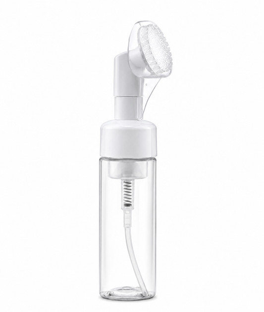 Virelia™ FoamGlow Brush-Dispensador de espuma facial de 100 ml con cepillo de silicona integrado para una limpieza suave, práctica y profunda.
