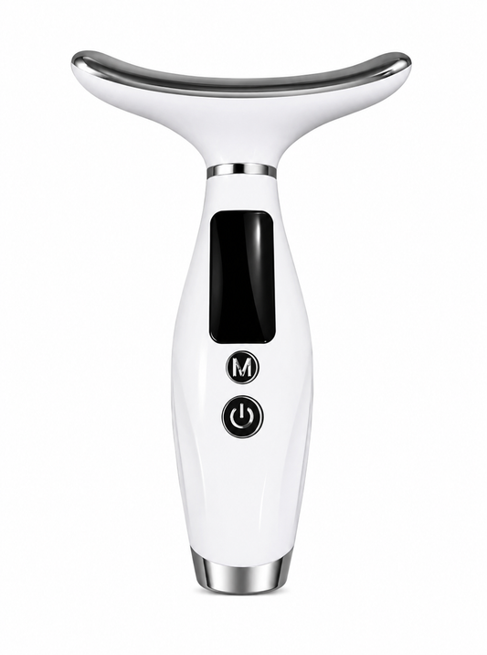 Virelia™ NeckLift Pro – Masajeador Facial y de Cuello con Luz LED, Calor y Vibración Rejuvenecedora